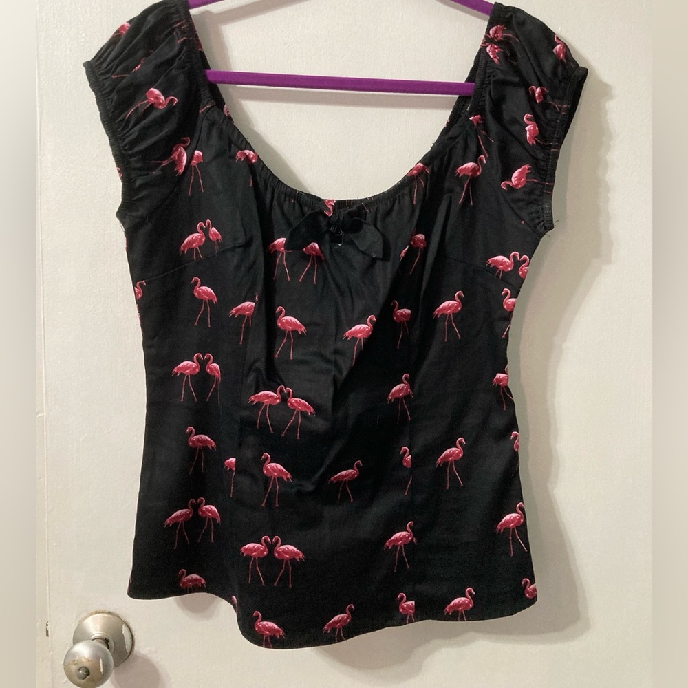 Flamingo Peasant Top